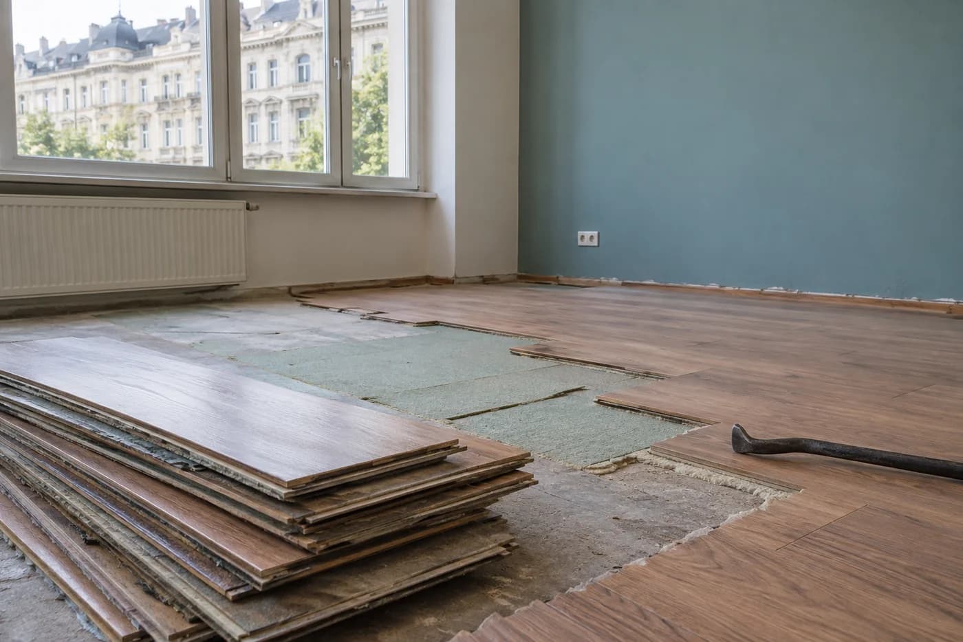 Régi padlóburkolat felszedése – illusztráció