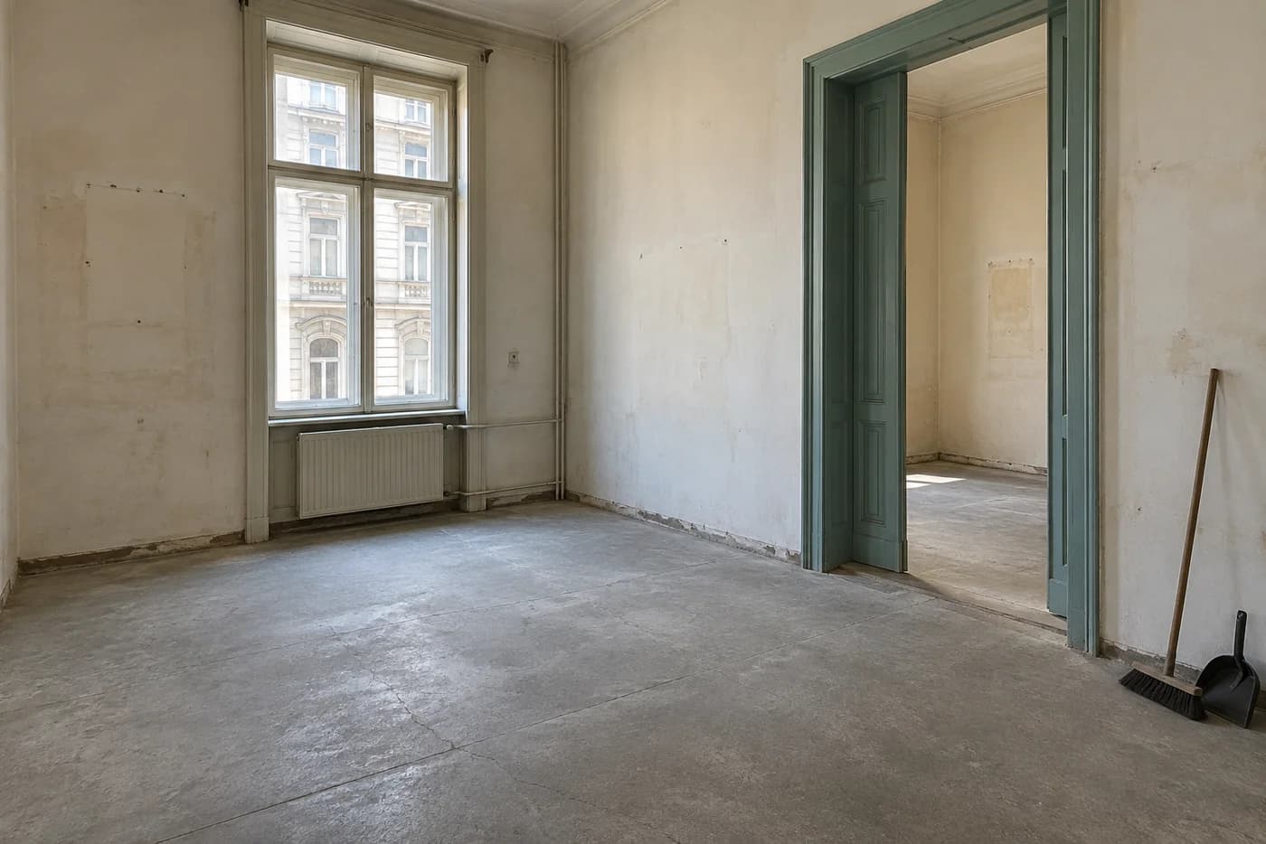 Kiürített és feltakarított szoba felújítás előtt – illusztráció