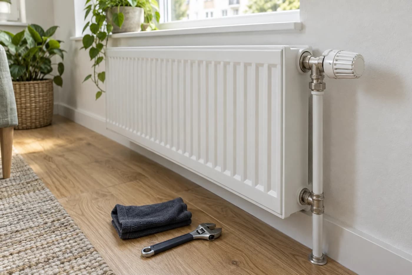 Radiátor termosztatikus szelepe és csatlakozása – illusztráció
